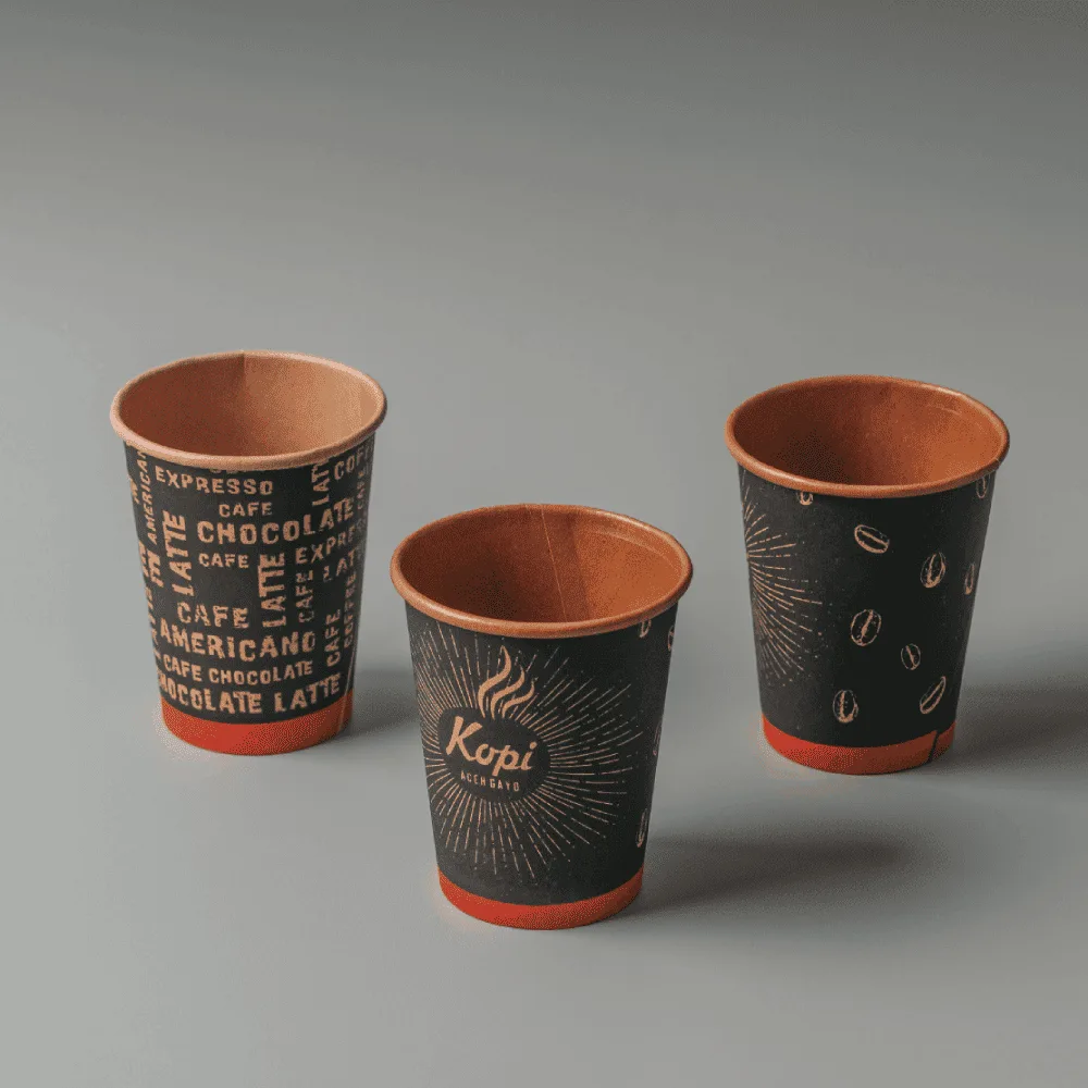 Paper Cup Kraft Motif